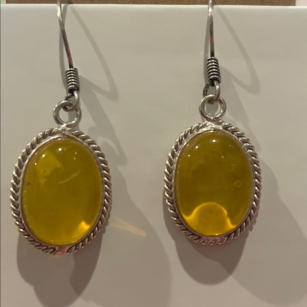 Elegant Silver and Yellow Earrings